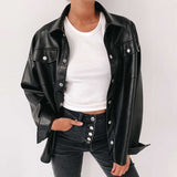 Darllin Black Vegan Leather Button Up Shirt - SunsetFashionLA