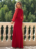 Delaney Sequin Lantern Sleeve Gown Dress - SunsetFashionLA