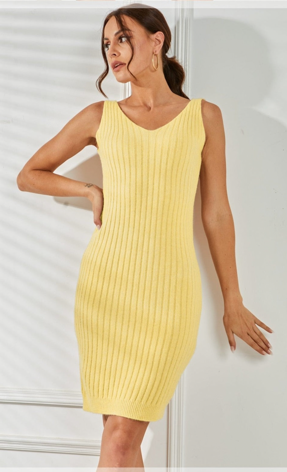 Yellow - Dixie Knit Sweater Two Piece Dress SunsetFashionLA Yellow - Dixie Knit Sweater Two Piece Dress SunsetFashionLA