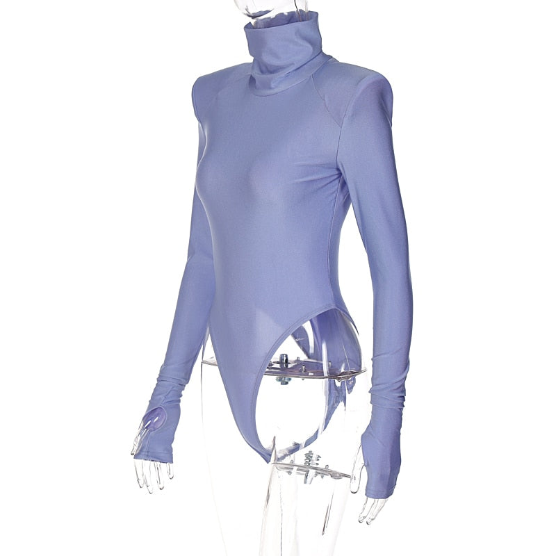 Fayvy Turtleneck Bodysuit with Padded Shoulders - SunsetFashionLA