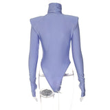 Fayvy Turtleneck Bodysuit with Padded Shoulders - SunsetFashionLA