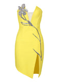 Judith Rhinestone Cut Out Bandage Dress - SunsetFashionLA