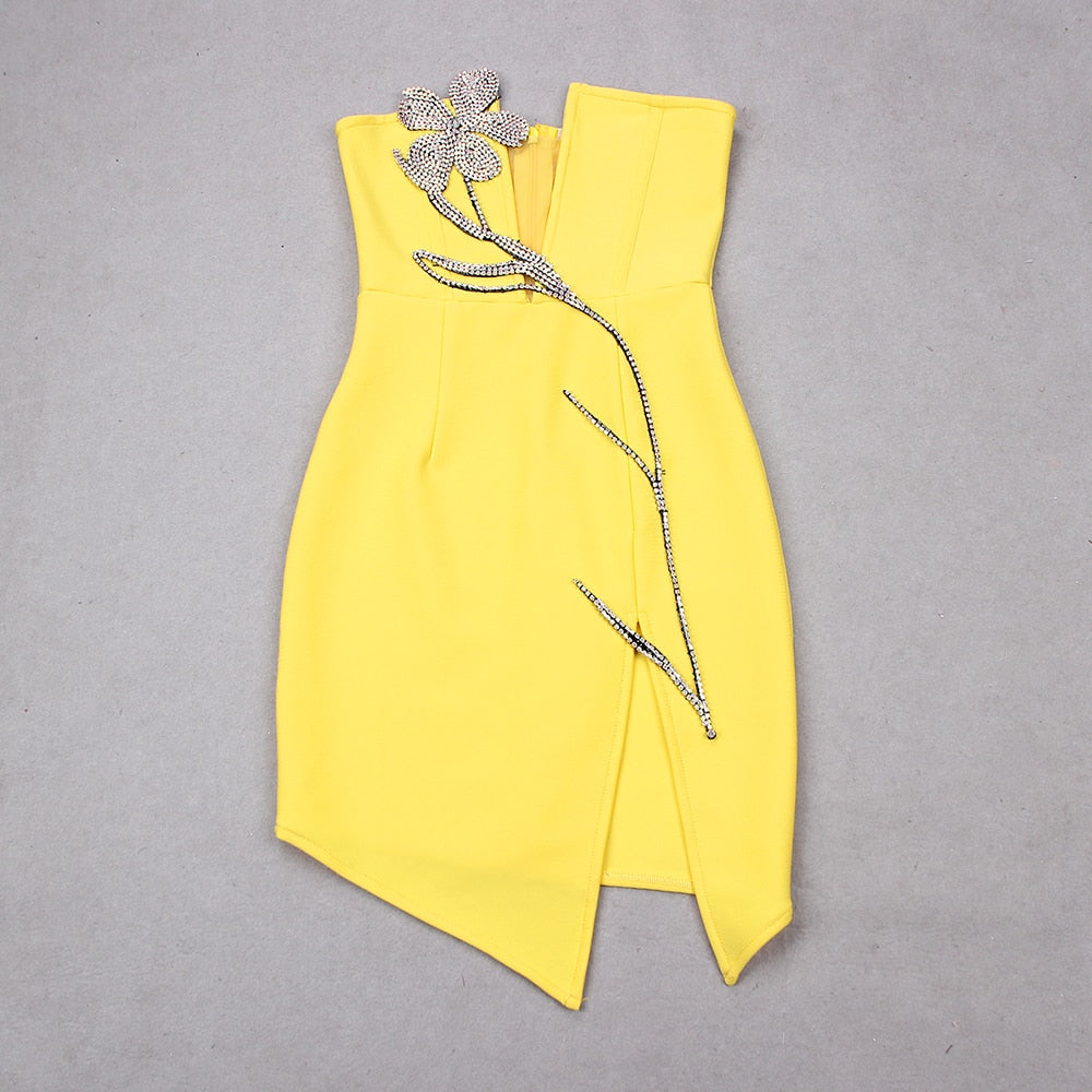 Judith Rhinestone Cut Out Bandage Dress - SunsetFashionLA