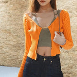 Lorna Chain Detail Open Front Knitted Long Sleeve Top - SunsetFashionLA