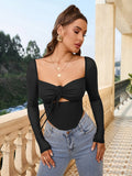 Lucy Long Sleeve Cut Out Top - SunsetFashionLA