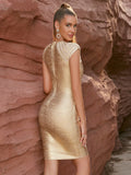 Madeline Bandage Gold Dress - SunsetFashionLA
