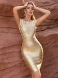 Madeline Bandage Gold Dress - SunsetFashionLA