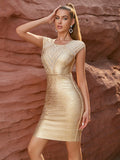 Madeline Bandage Gold Dress