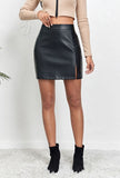 Nyala High Waist Crocodile Pattern Vegan Leather Skirt - SunsetFashionLA