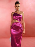 Pippa One Shoulder Cut Out Satin Gown Dress - SunsetFashionLA