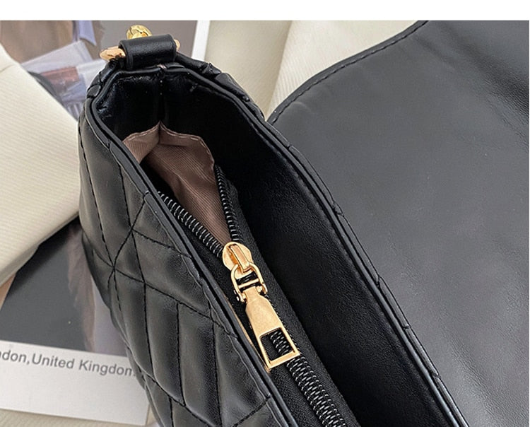 Plaid Vegan Leather Shoulder Bag - SunsetFashionLA