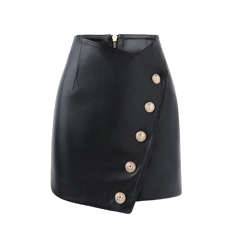 Saanvi Asymmetrical Vegan Leather Skirt - SunsetFashionLA