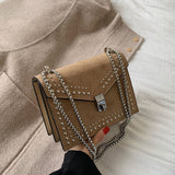 Scrub Leather Chain Crossbody Bag