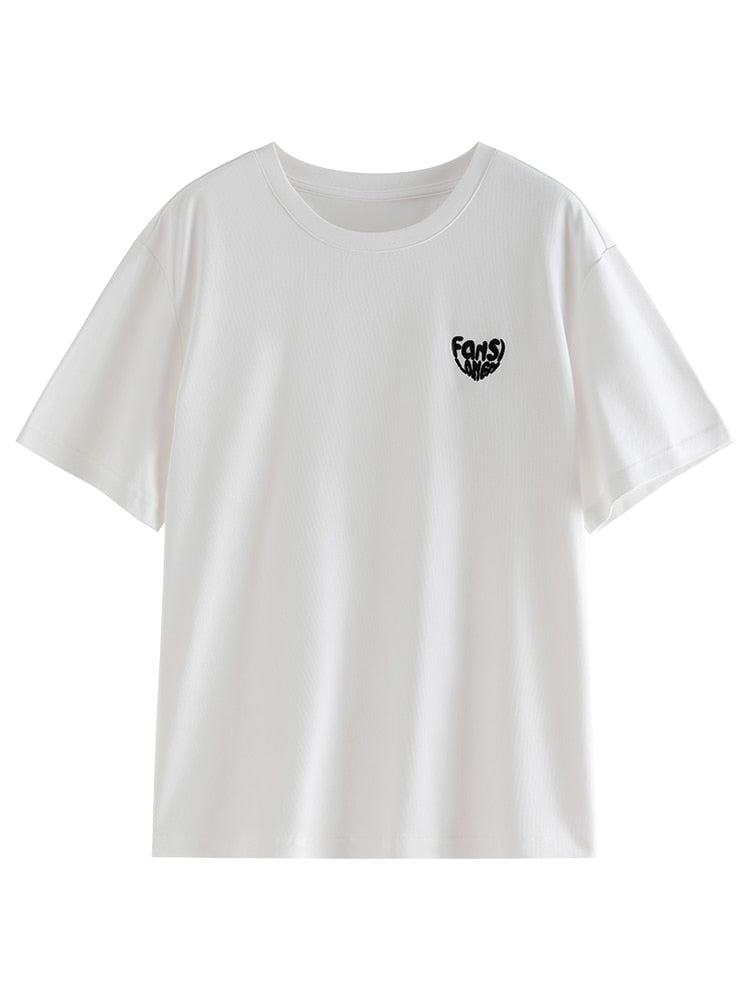 Small White Heart Letter T-Shirt - SunsetFashionLA