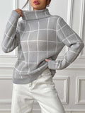 Thalassa Plaid Knit Turtleneck Sweater - SunsetFashionLA