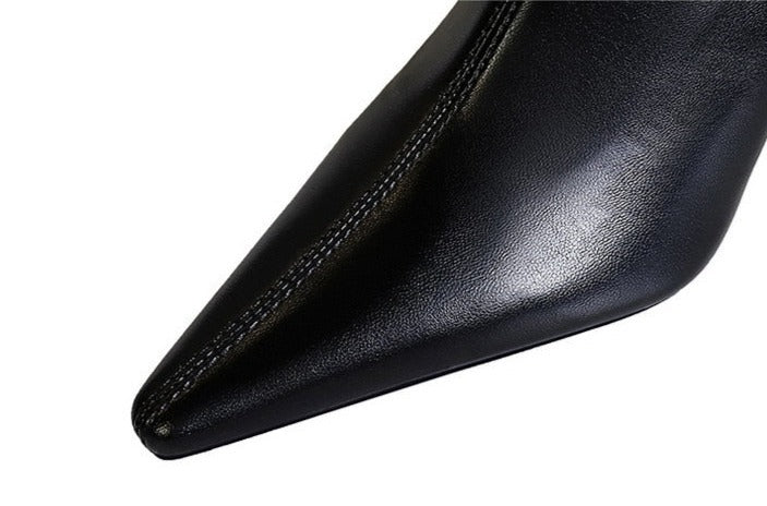 Vegan Leather Pointed Toe Ankle Boots - SunsetFashionLA