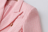 Vera Pink and White Checkered Blazer - SunsetFashionLA