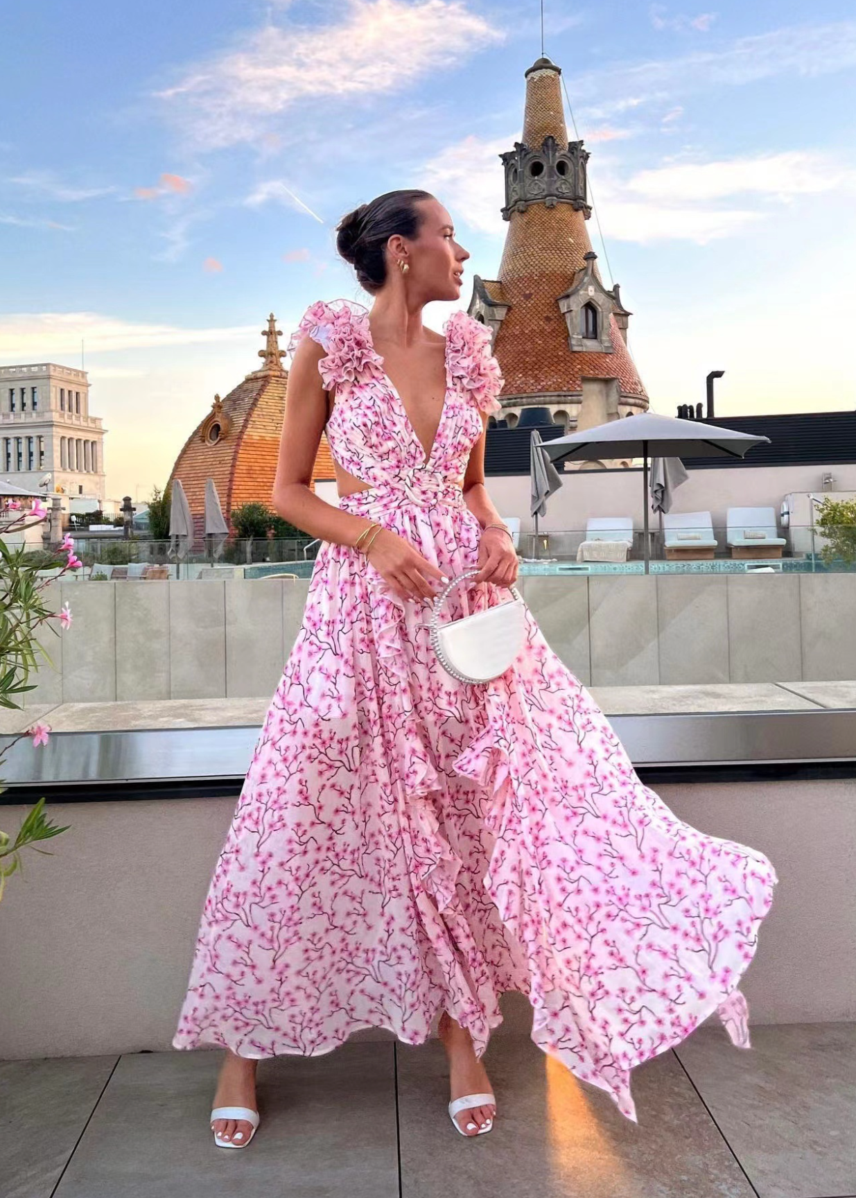 pink floral cut out dress Romantic Garden Cut Out Mini Dress