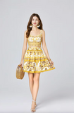 Vlada Summer Yellow Floral Two Piece Dress Set