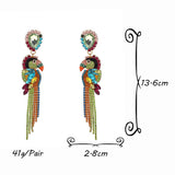 Colorful Rhinestones Parrot  Dangle Earrings