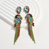 Colorful Rhinestones Parrot  Dangle Earrings