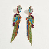 Colorful Rhinestones Parrot  Dangle Earrings