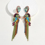 Colorful Rhinestones Parrot  Dangle Earrings