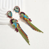 Colorful Rhinestones Parrot  Dangle Earrings