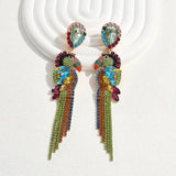 Colorful Rhinestones Parrot  Dangle Earrings