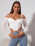 Helen Mesh Long Sleeve Corset Top