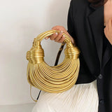 Stella Knotted Metallic Gold Handbag