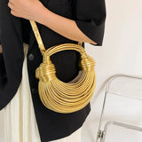 Stella Knotted Metallic Gold Handbag