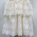 Maurine Mini White Lace Rhinestone Buttons Dress