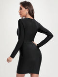 Layla Rhinestones Long Sleeve Bandage Dress