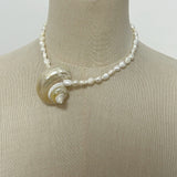 Handmade Natural Shell and Freshwater Pearl Necklace